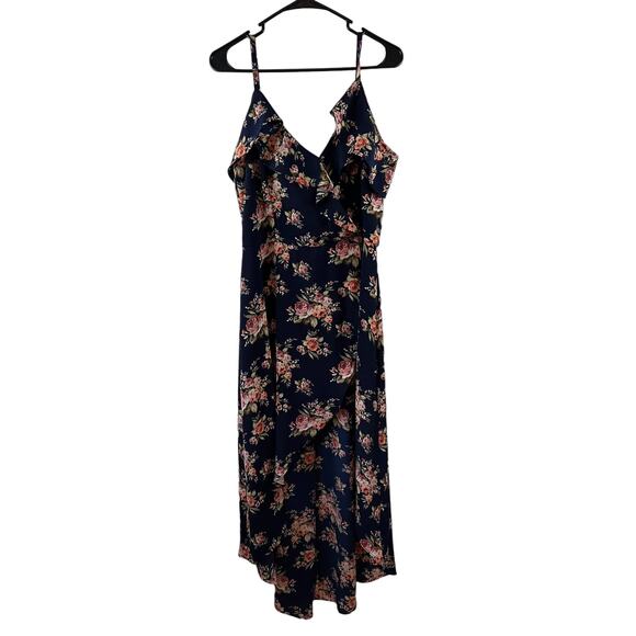 Iz Byer Blue Floral Asymmetrical Dress Size 13 - Picture 1 of 5